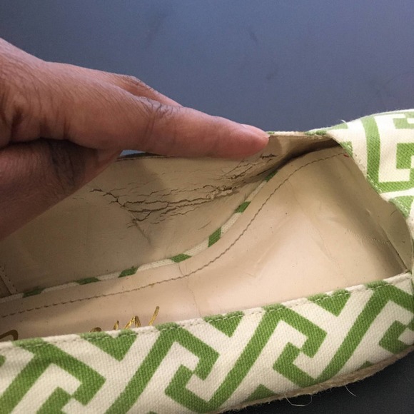 Rowen Women's Greek Key Pointed Toe Espadrilles Flats Size 8M Green/Cream - Picture 9 of 13